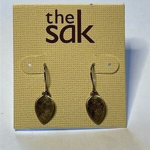 NWT The Sak Hammered Tear Drop Dangle Earrings Gold Tone